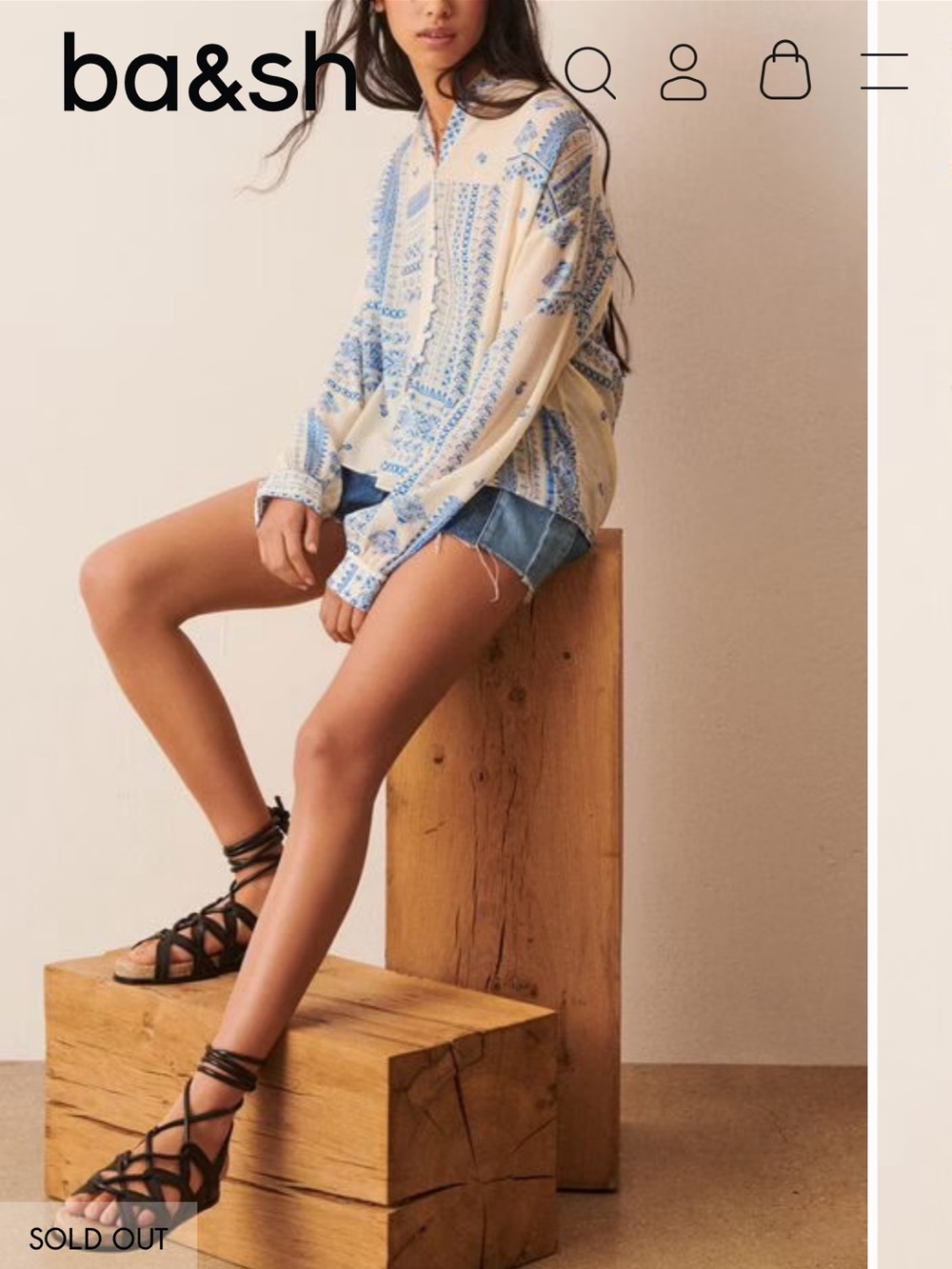 ba&sh Isko Blouse featuring a bandana-inspired print viscose boho festival xs
